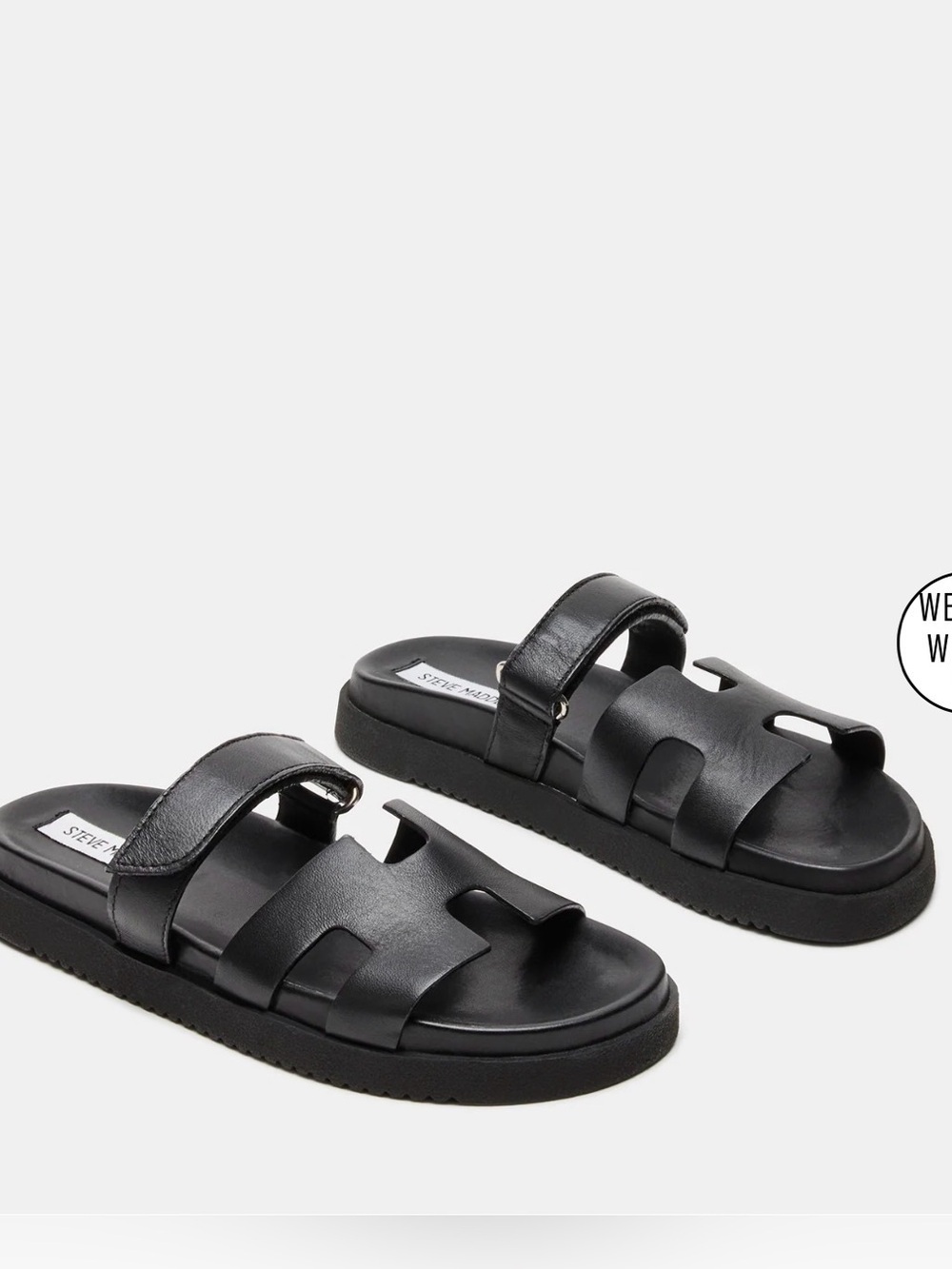 Steve Madden “Mayven”Black Double-Strap Slide Sandals Size 9M